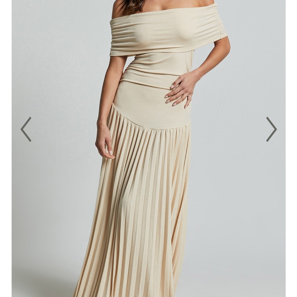 Showpo Cream Off-Shoulder Maxi Dress